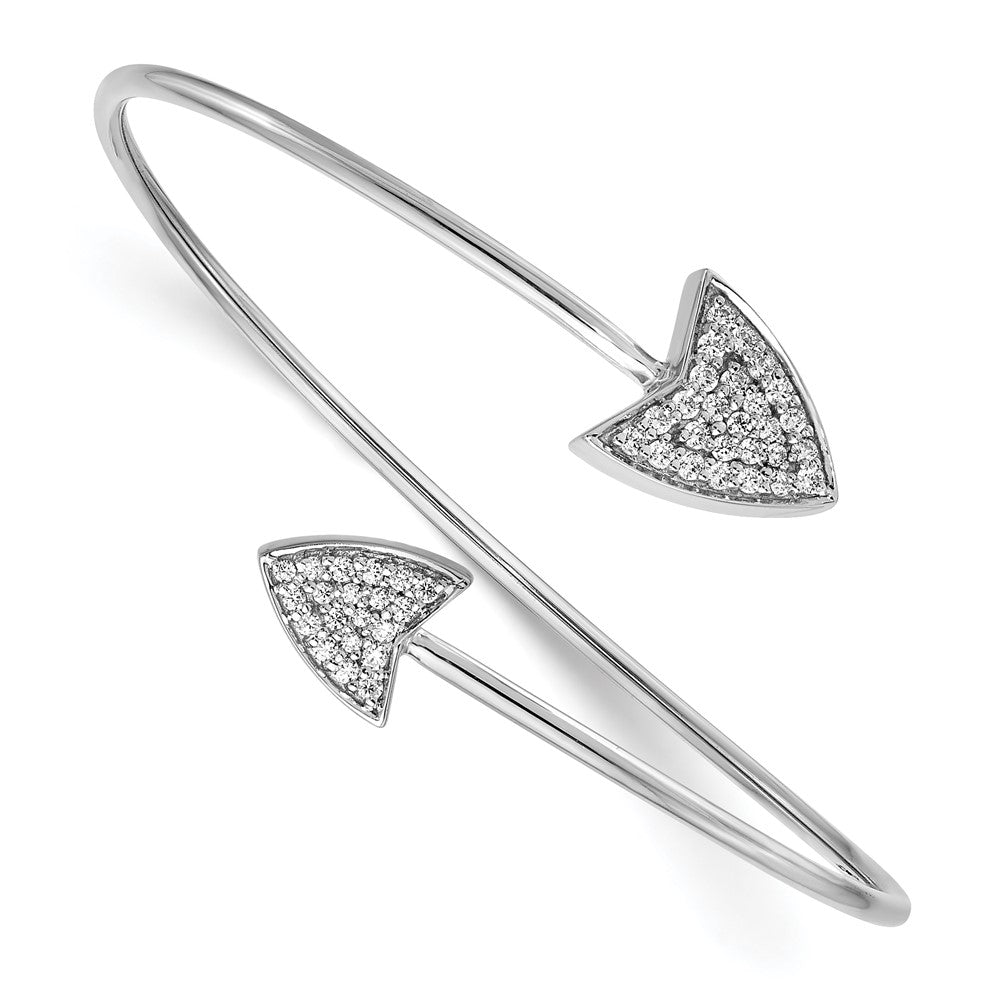 14k White Gold Natural Diamond Flexible Cuff Bangle