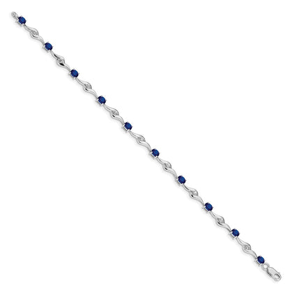 14k White Gold Blue Sapphire/White Sapphire Bracelet
