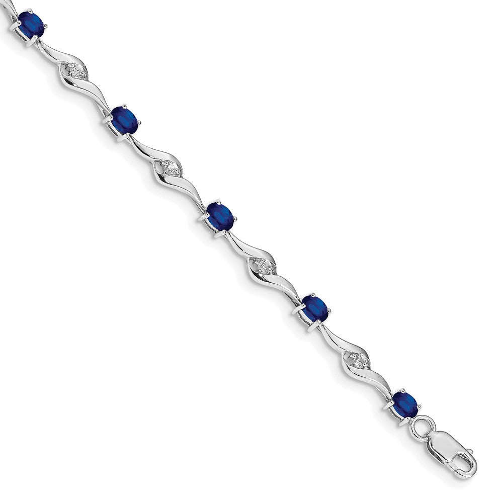 14k White Gold Blue Sapphire/White Sapphire Bracelet