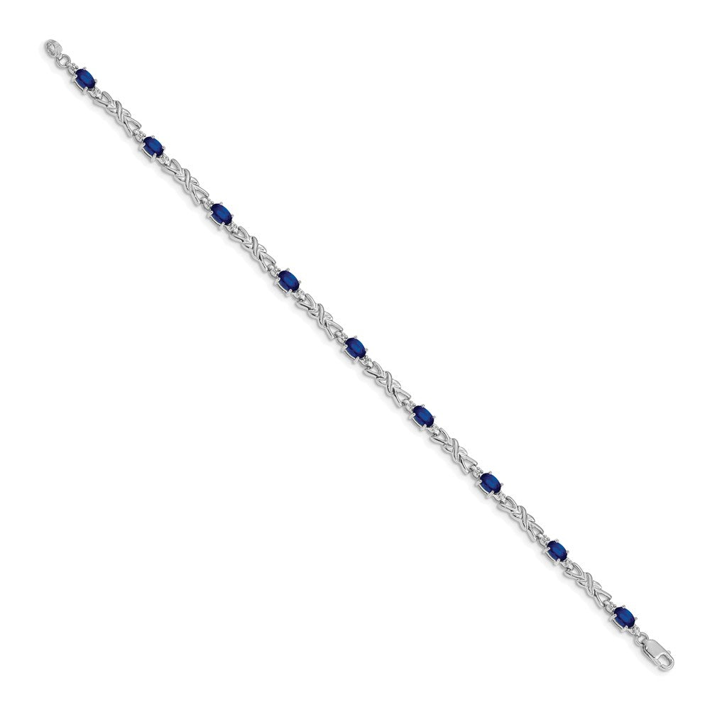14k White Gold Natural Diamond and Sapphire Bracelet