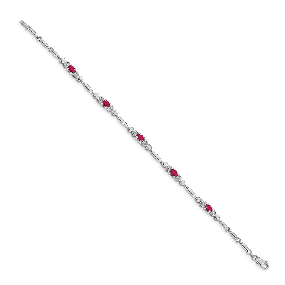 14k White Gold Natural Diamond and Ruby Bracelet