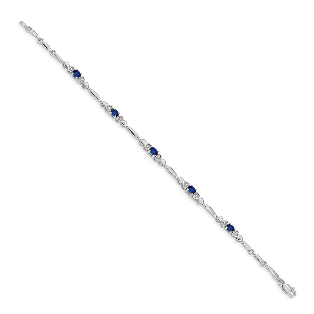 14k White Gold Natural Diamond and Sapphire Bracelet