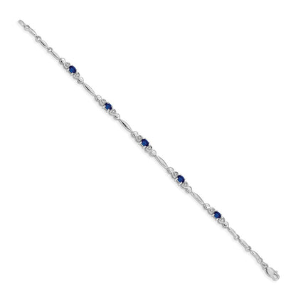 14k White Gold Natural Diamond and Sapphire Bracelet