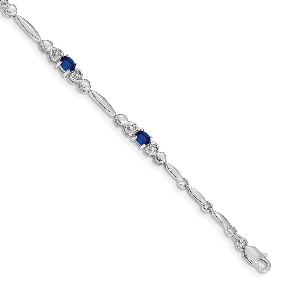 14k White Gold Natural Diamond and Sapphire Bracelet