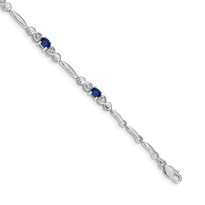 14k White Gold Natural Diamond and Sapphire Bracelet