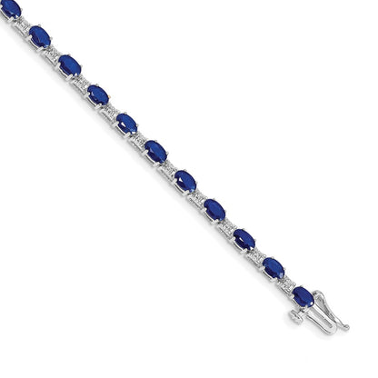 14k White Gold Natural Diamond and Sapphire Bracelet