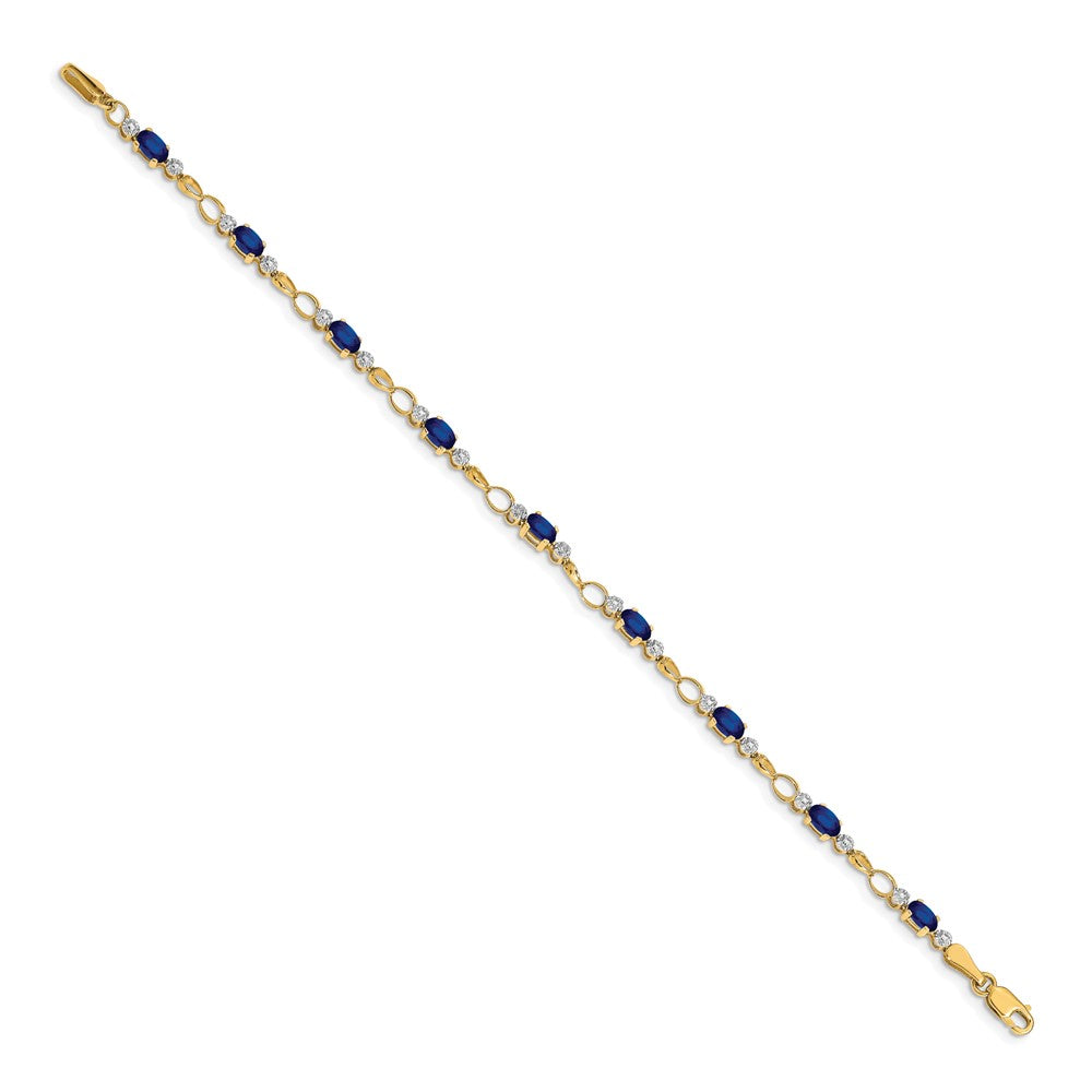 14k Yellow Gold Completed Open-Link Diamond/Sapphire Bracelet