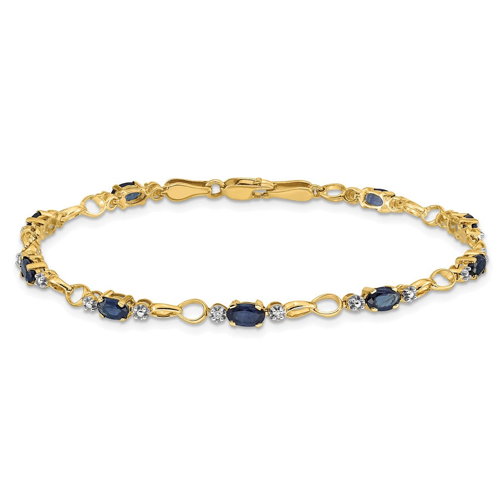 14k Yellow Gold Completed Open-Link Diamond/Sapphire Bracelet