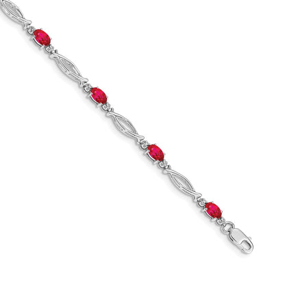 14k White Gold Natural Diamond and Ruby Bracelet