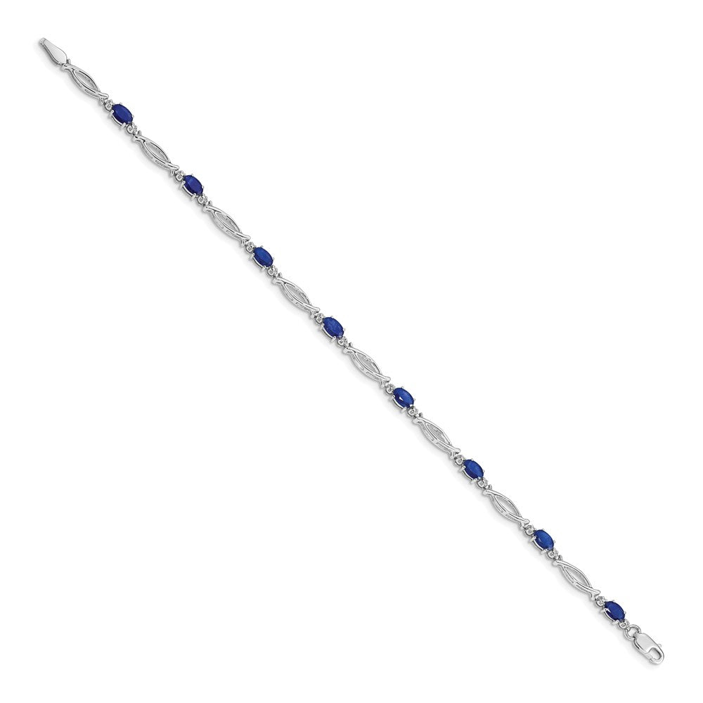 14k White Gold Natural Diamond and Sapphire Bracelet