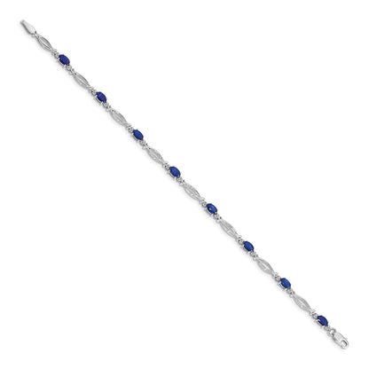 14k White Gold Natural Diamond and Sapphire Bracelet