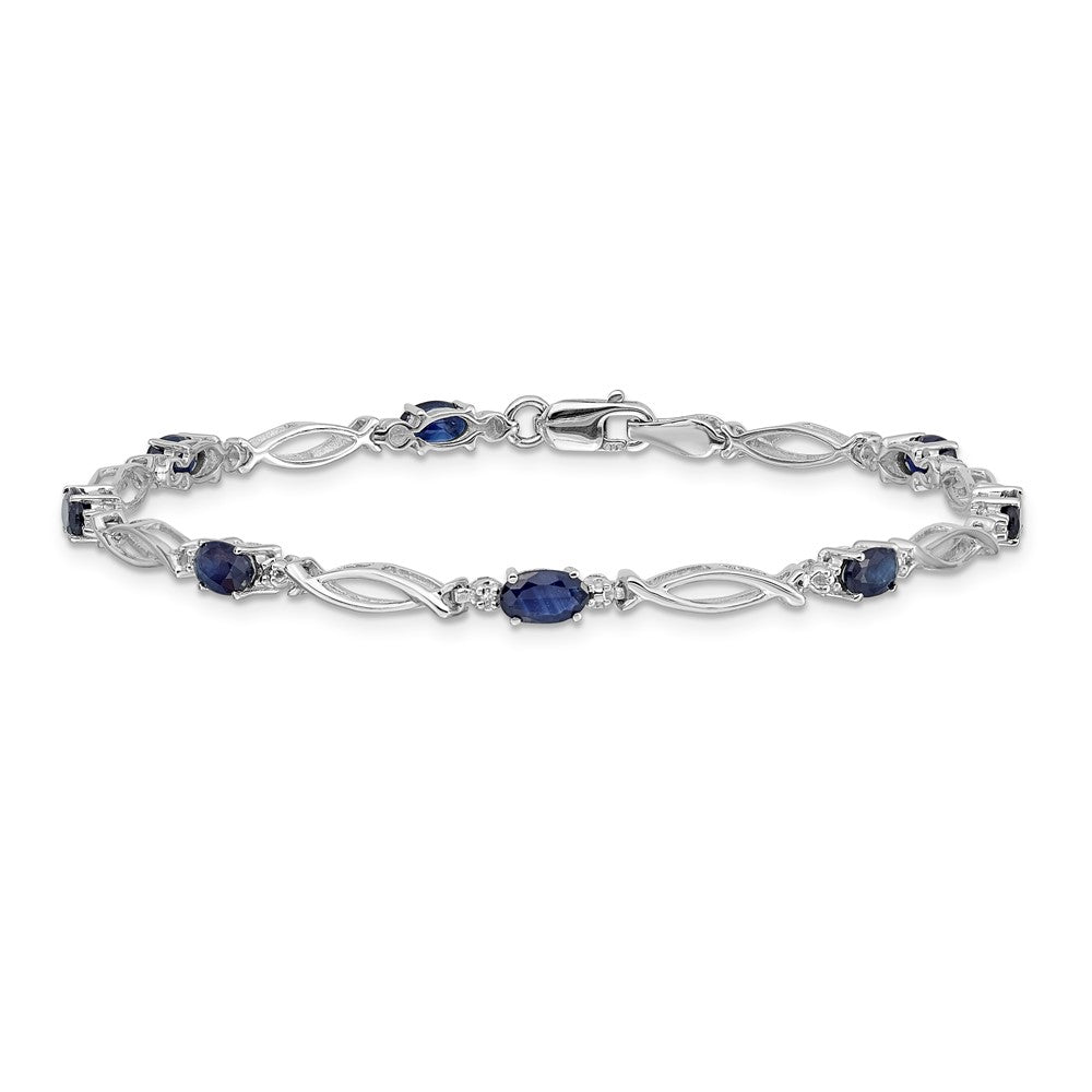 14k White Gold Natural Diamond and Sapphire Bracelet