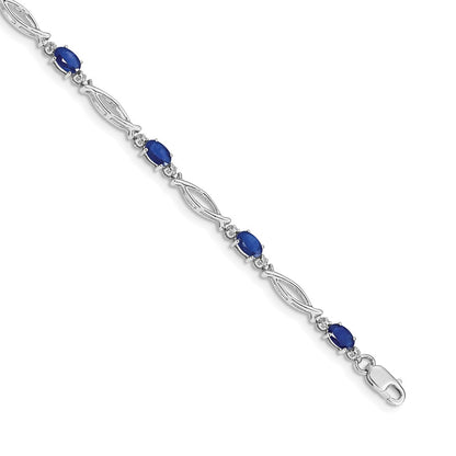 14k White Gold Natural Diamond and Sapphire Bracelet