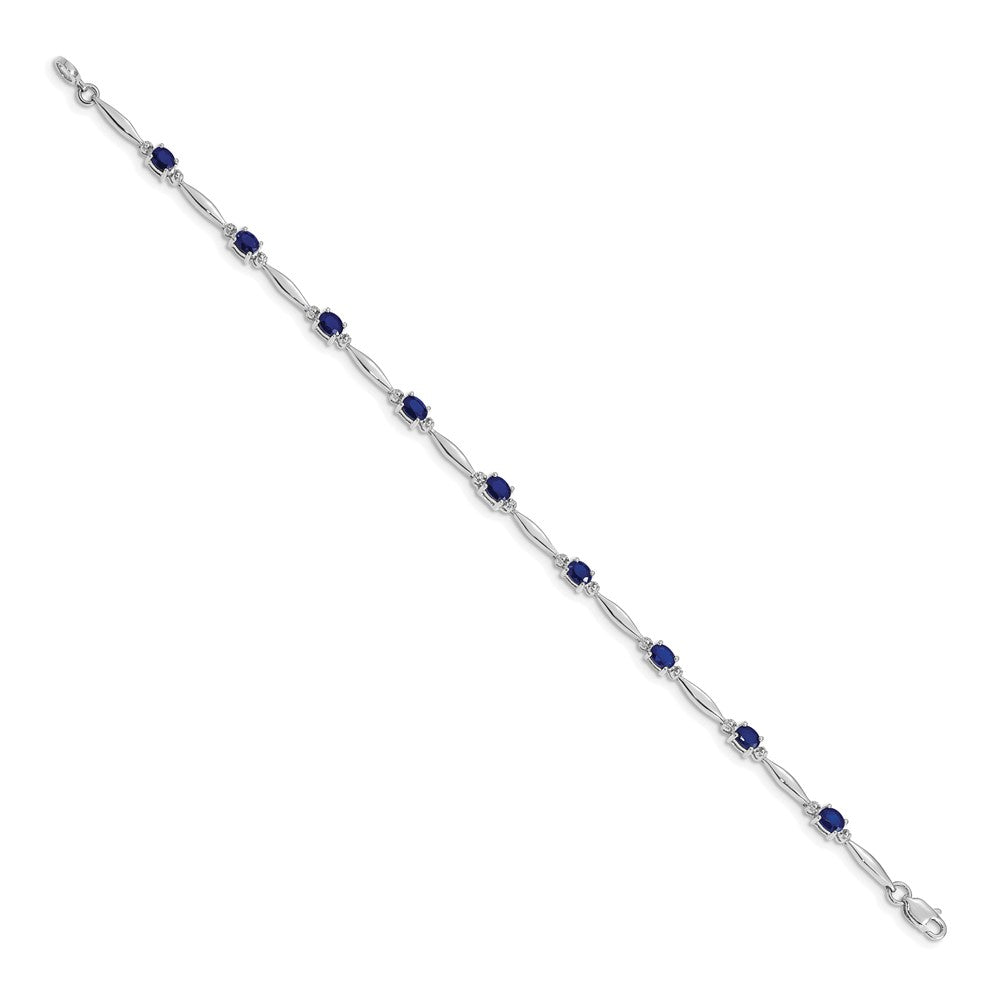 14k White Gold Natural Diamond and Sapphire Bracelet