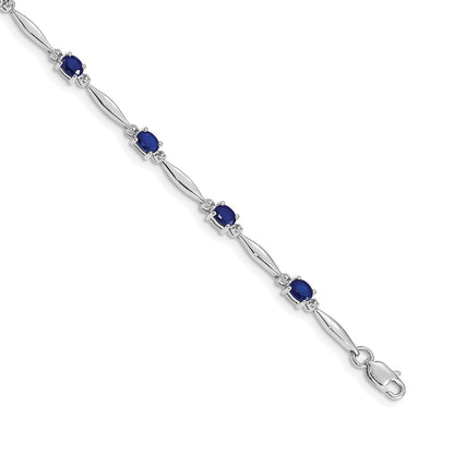 14k White Gold Natural Diamond and Sapphire Bracelet