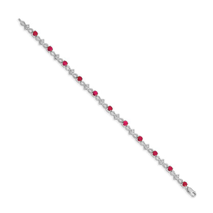 14k White Gold Natural Diamond and Ruby Bracelet