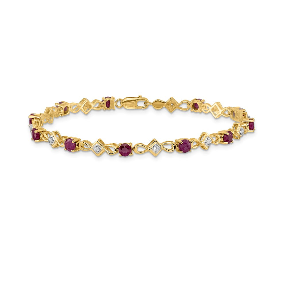 14k Yellow Gold Natural Diamond and Ruby Bracelet