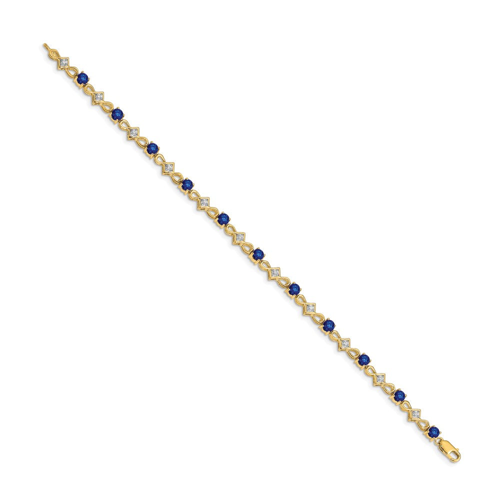 14k Yellow Gold Natural Diamond and Sapphire Bracelet