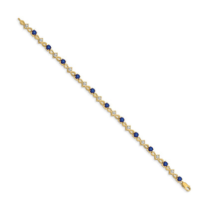 14k Yellow Gold Natural Diamond and Sapphire Bracelet