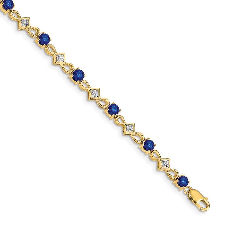 14k Yellow Gold Natural Diamond and Sapphire Bracelet