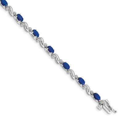 14k White Gold Natural Diamond and Sapphire Bracelet