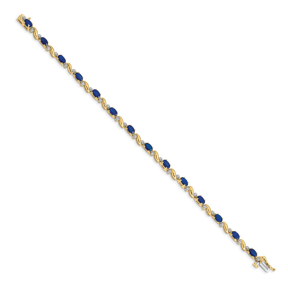 14k Yellow Gold Natural Diamond and Sapphire Bracelet