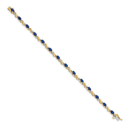 14k Yellow Gold Natural Diamond and Sapphire Bracelet