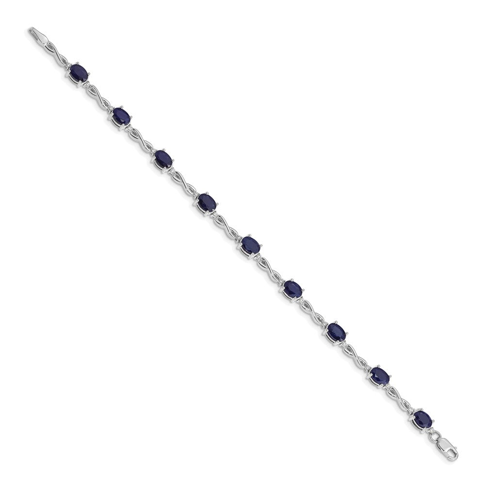 14k White Gold Natural Diamond and Sapphire Bracelet