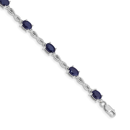 14k White Gold Natural Diamond and Sapphire Bracelet