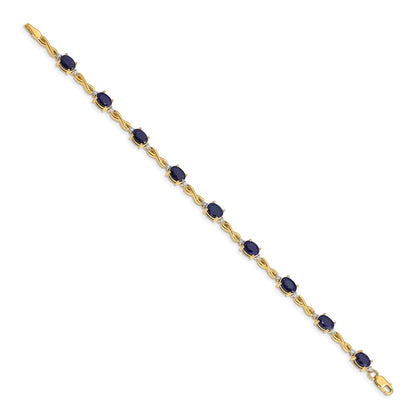 14k Yellow Gold Natural Diamond and Sapphire Bracelet