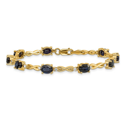 14k Yellow Gold Natural Diamond and Sapphire Bracelet