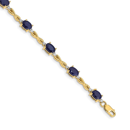 14k Yellow Gold Natural Diamond and Sapphire Bracelet