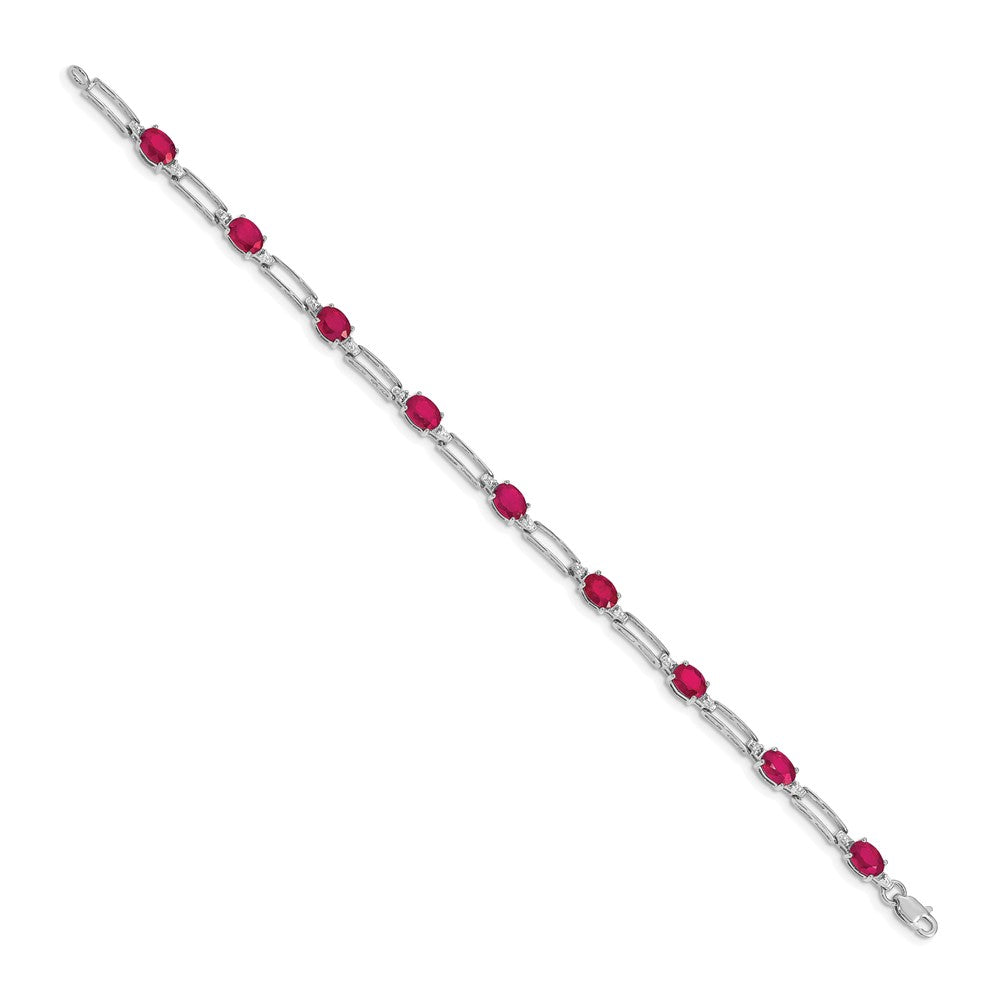 14k White Gold Natural Diamond and Ruby Bracelet
