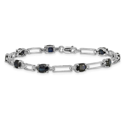 14k White Gold Natural Diamond and Sapphire Bracelet