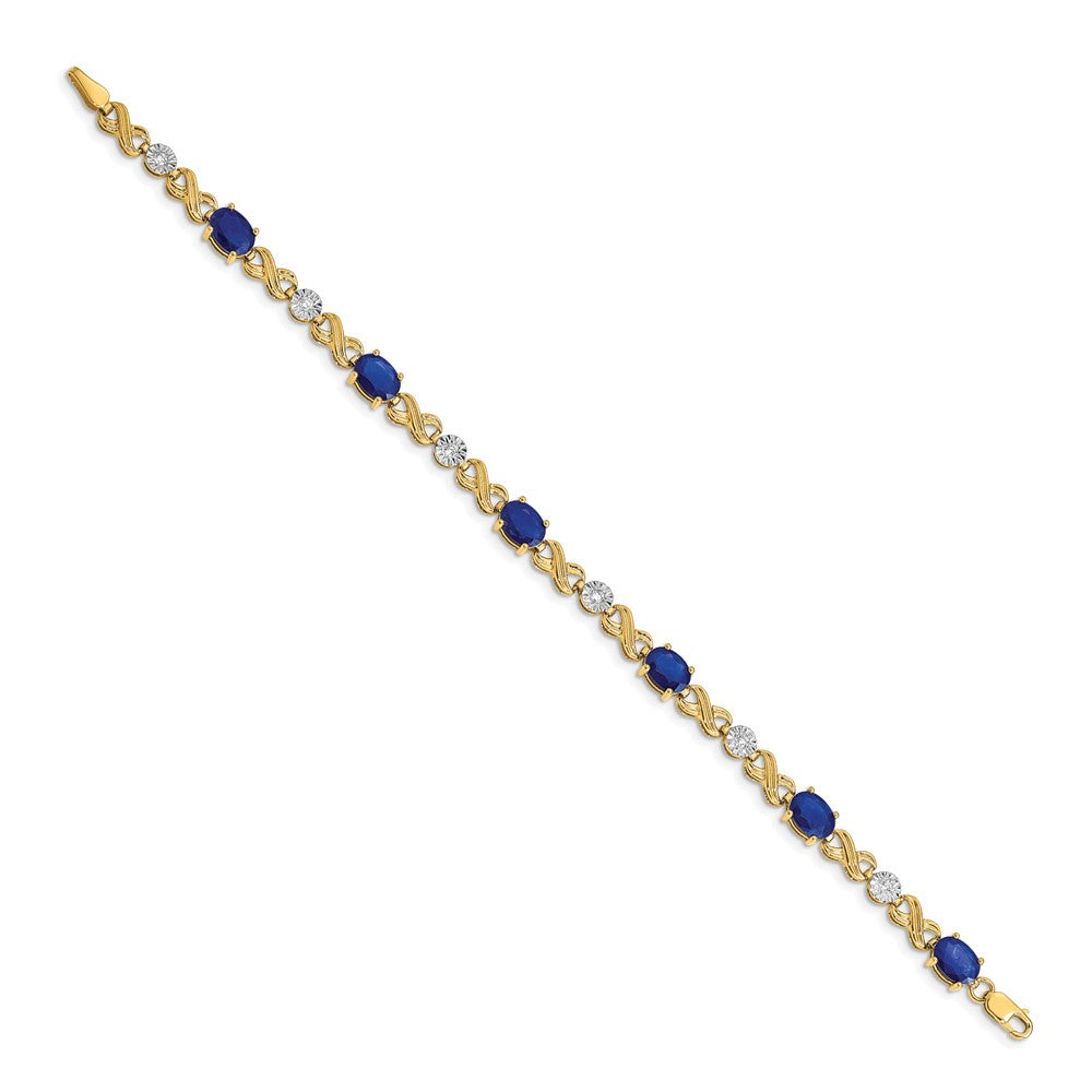 14k Yellow Gold Natural Diamond and Sapphire Infinity Bracelet