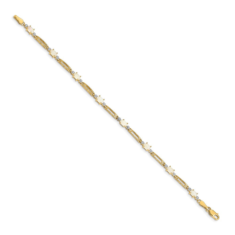 14k Yellow Gold Fancy Natural Diamond and Opal Bracelet