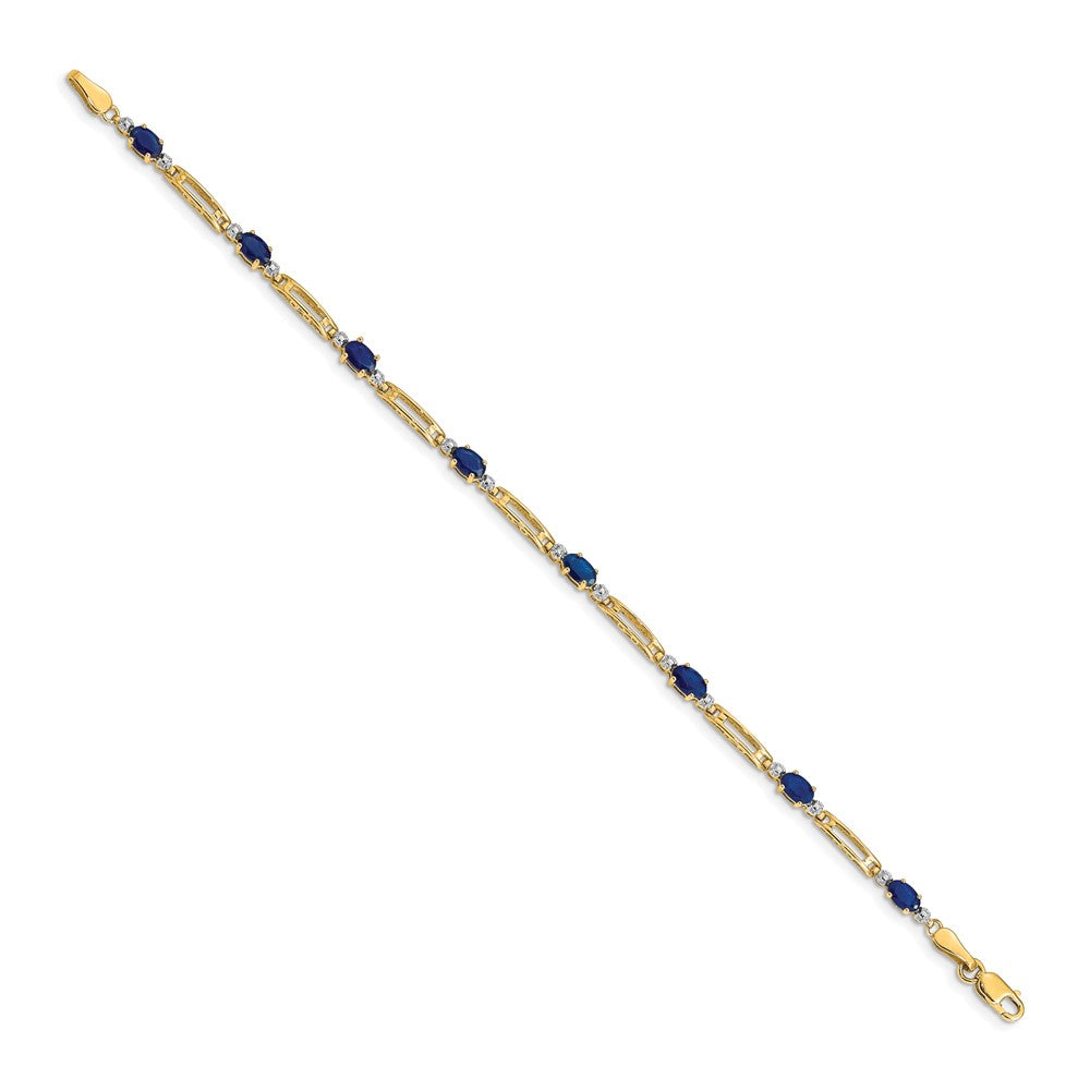 14k Yellow Gold Fancy Natural Diamond and Sapphire Bracelet