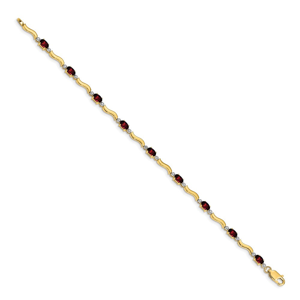 14k Yellow Gold Fancy Natural Diamond and Garnet Bracelet