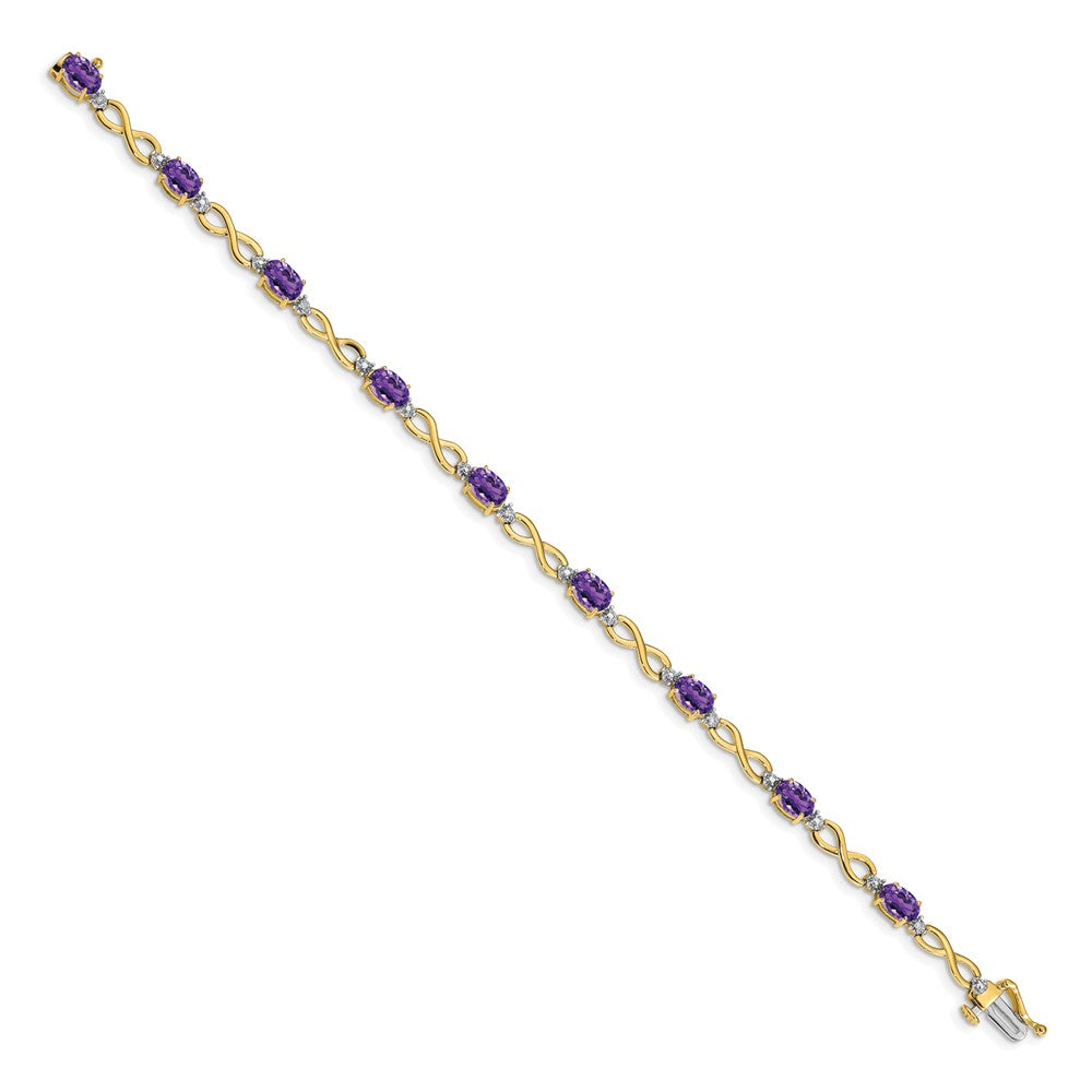 14k Yellow Gold Amethyst and Natural Diamond Infinity Bracelet