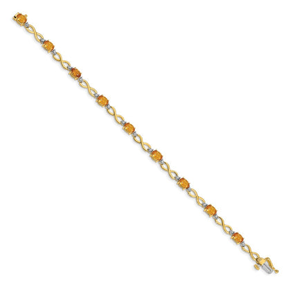 14k Yellow Gold Citrine Natural Diamond Infinity Bracelet