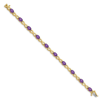 14k Yellow Gold 7x5mm Oval Amethyst Bracelet