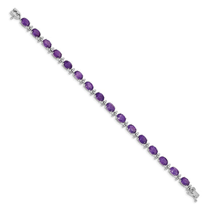 14k White Gold Amethyst Bracelet