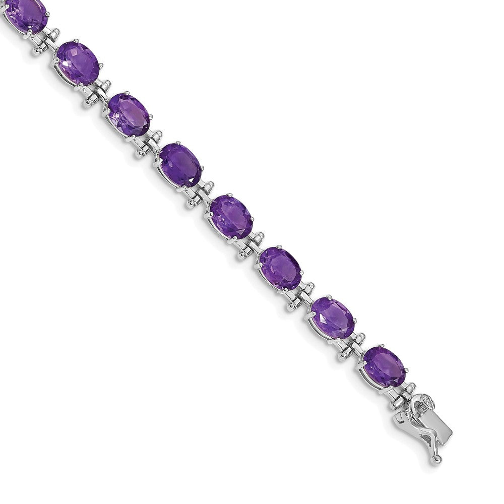 14k White Gold Amethyst Bracelet