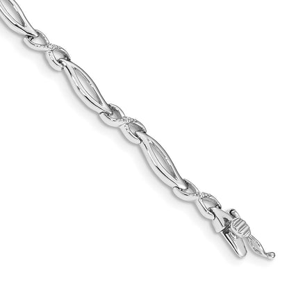 14k White Gold Natural Diamond 7 in Infinity Link Bracelet