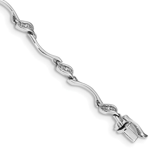 14k White Gold Natural Diamond Link Bracelet
