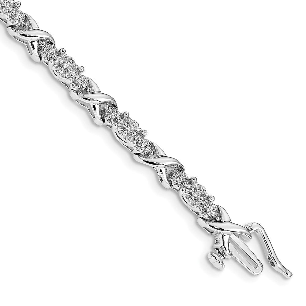 14k White Gold Natural Diamond X Bracelet