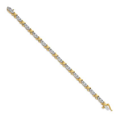14k Two-tone Natural Diamond X Bracelet
