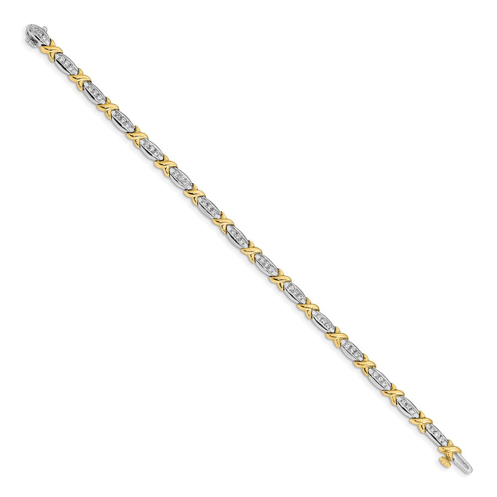 14k Two-tone Polished Fancy Natural Diamond 6.5in Bracelet