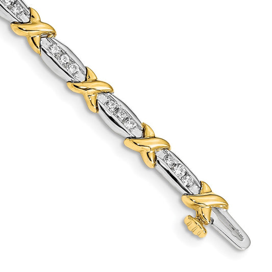 14k Two-tone Polished Fancy Natural Diamond 6.5in Bracelet