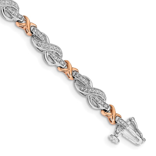 14k Two-tone Natural Diamond Infinity Symbol Link Bracelet